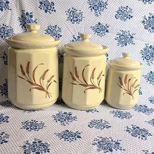Vintage Wheat Canister Set of three